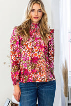 Floral Smocked Neck Blouse -