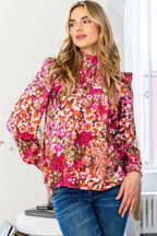 Floral Smocked Neck Blouse -