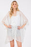 Floral Trim Detail Sheer Poncho - White