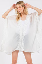 Floral Trim Detail Sheer Poncho -