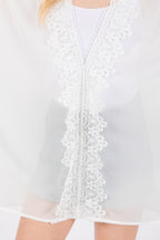 Floral Trim Detail Sheer Poncho -