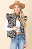 Floral Velvet Embroidered Puffer Vest - Black White