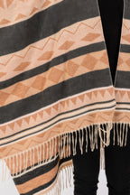 Geometric Fringe Knit Ruana -