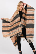 Geometric Fringe Knit Ruana -