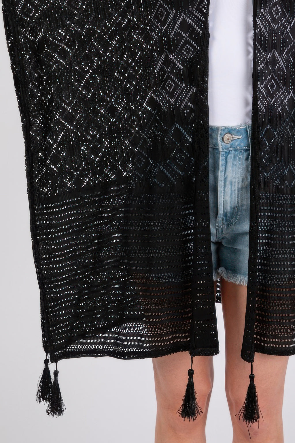 Geometric Lace Tassel Cover Up -