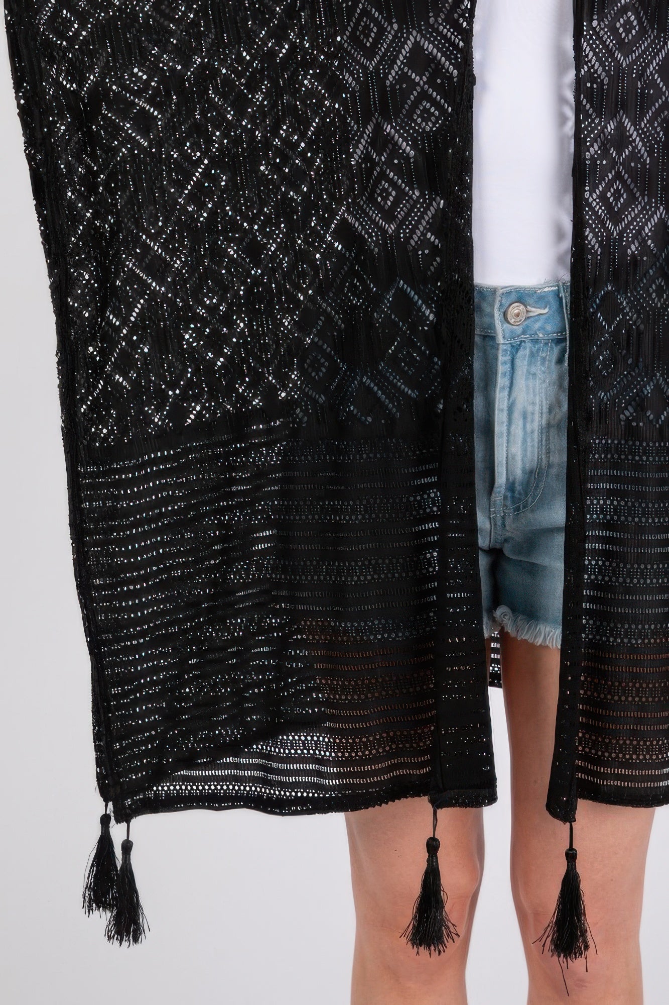 Geometric Lace Tassel Cover Up -