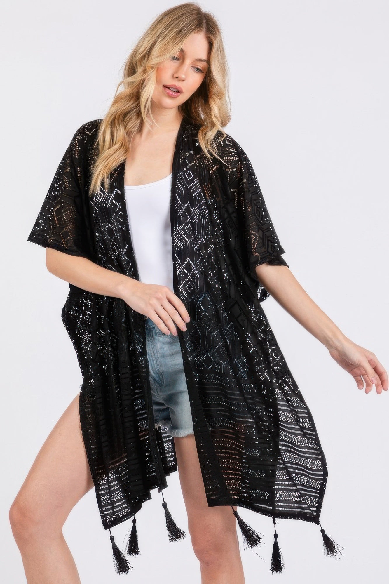 Geometric Lace Tassel Cover Up Secondary image