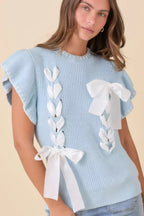 Light Blue Ribbon Bow Sweater -