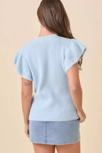 Light Blue Ribbon Bow Sweater -