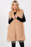 Long Faux Fur Pocket Vest - Taupe One Size Fits Most