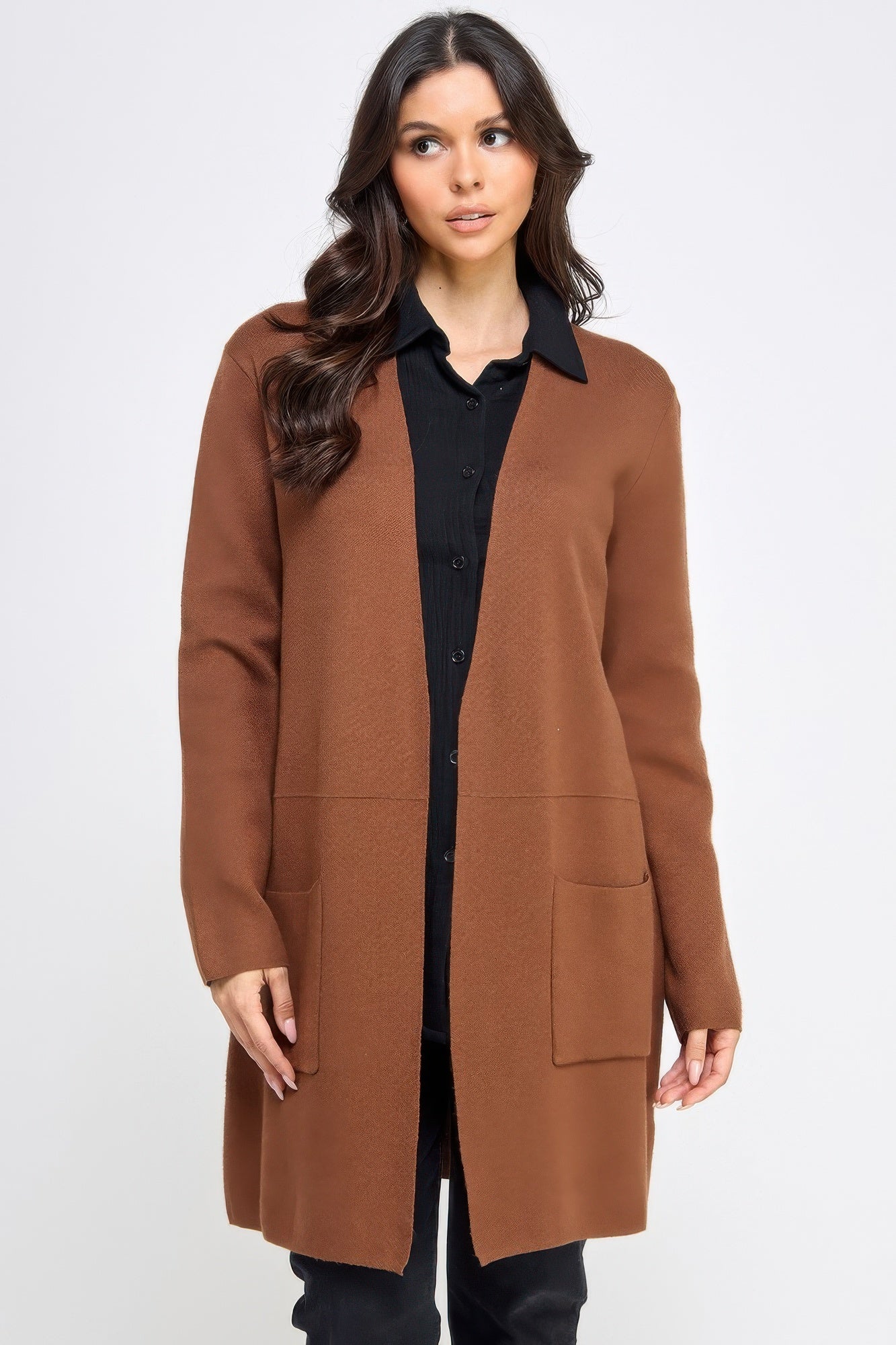 Longline Open Front Sweater Cardigan -