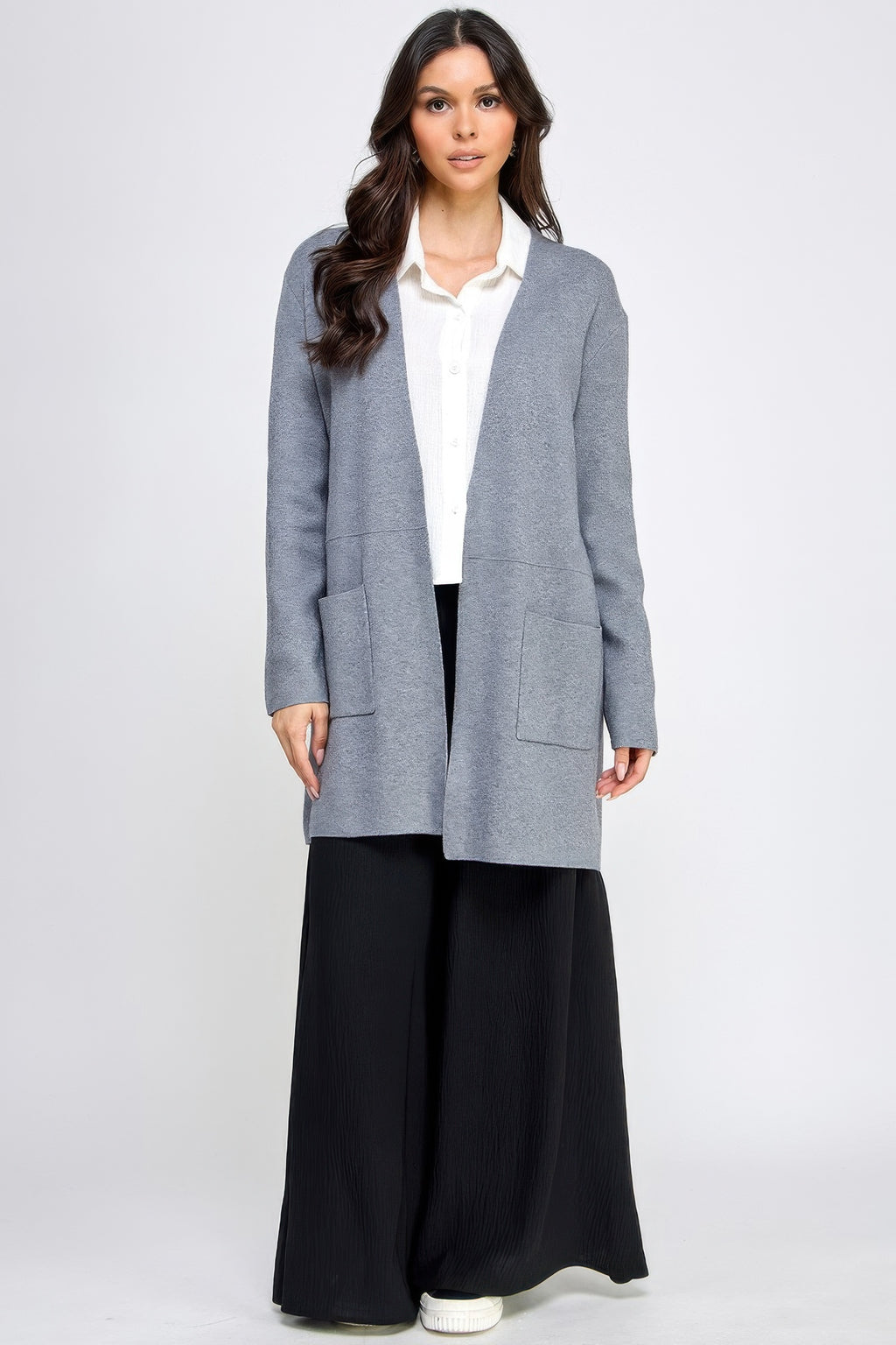 Longline Open Front Sweater Cardigan -