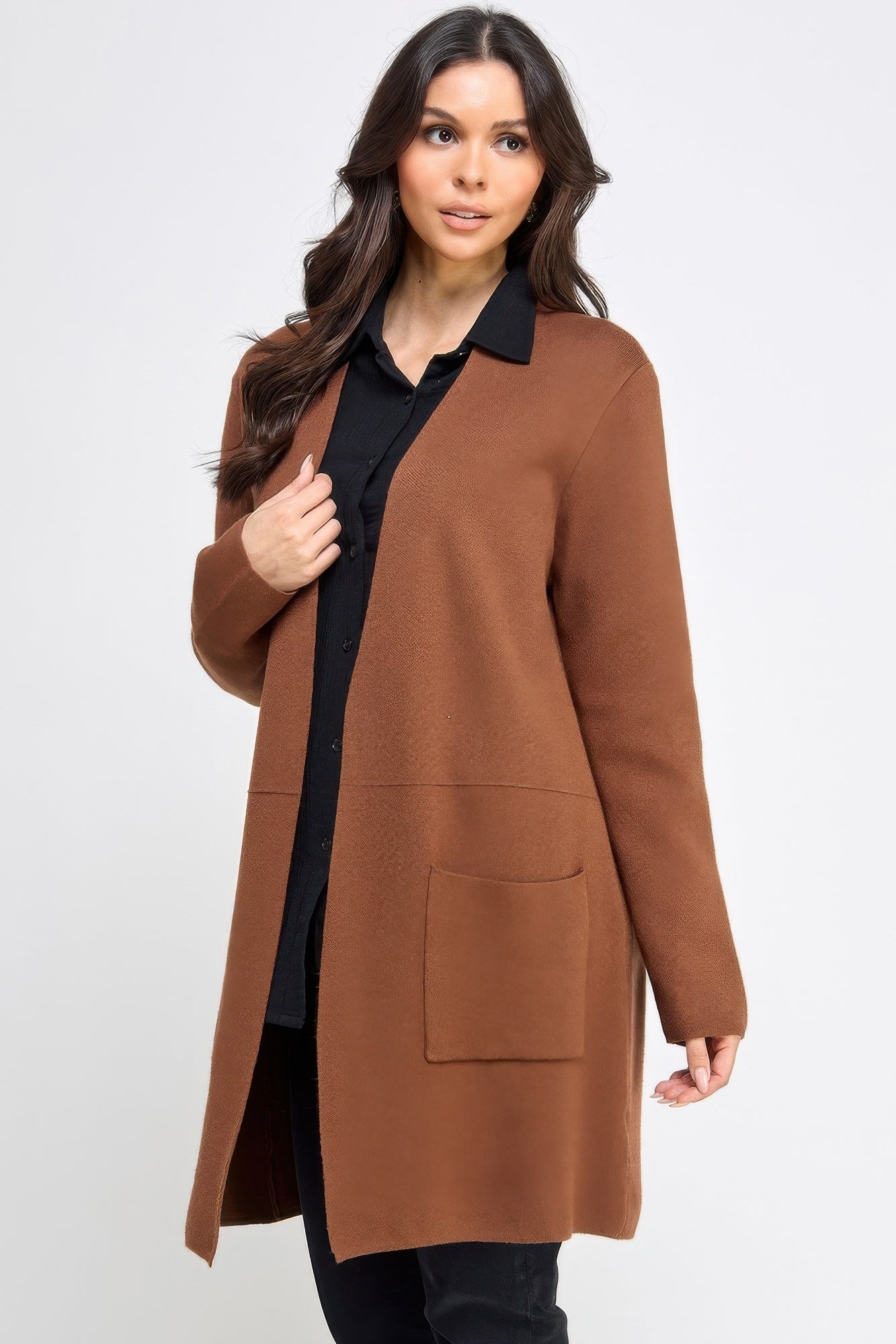 Longline Open Front Sweater Cardigan -