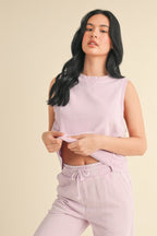 Mineral Wash Sleeveless Tank - Lavender