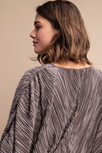 Mocha Pleated Wrap Drawstring Blouse -