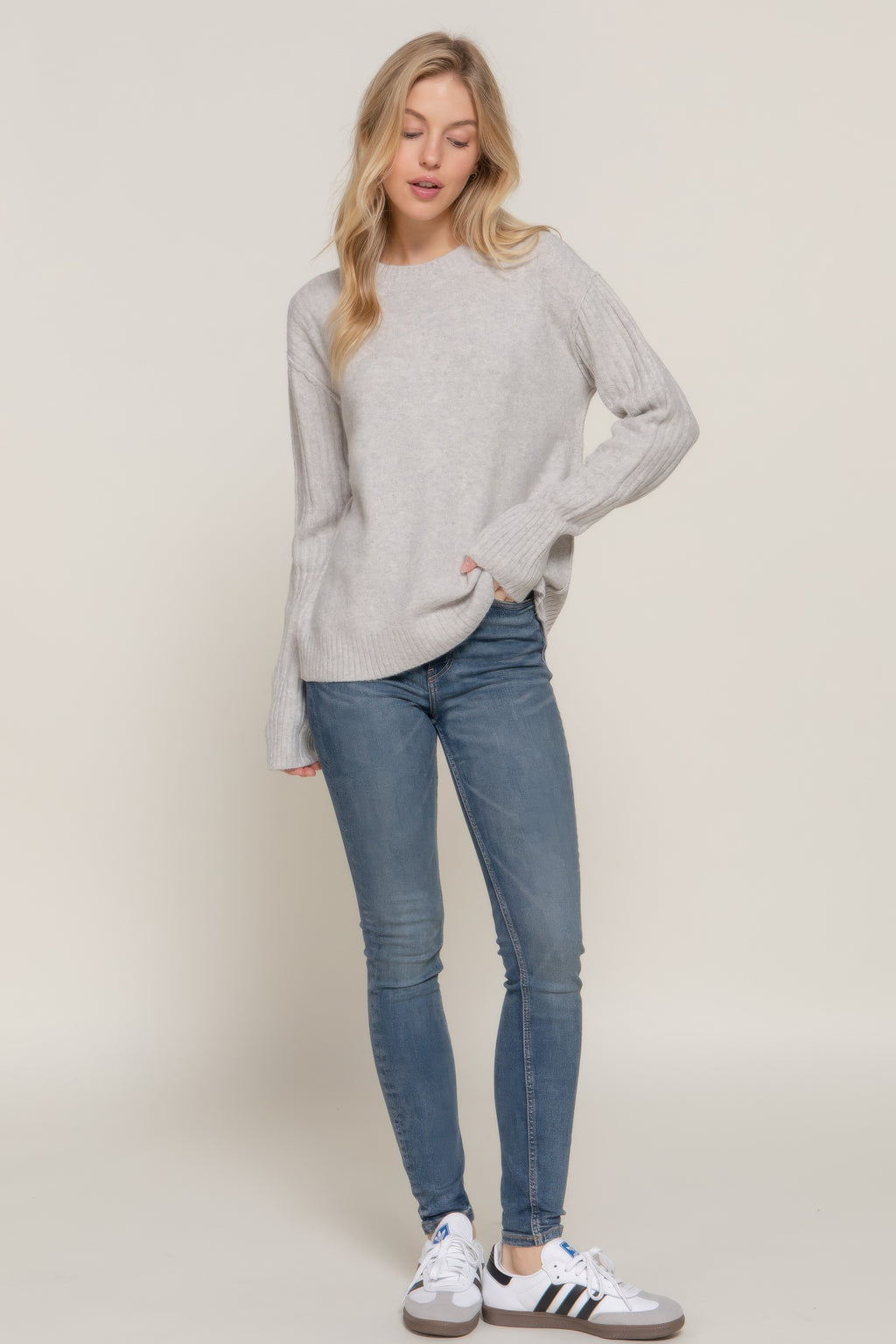 Mock Neck Seam Detail Sweater -