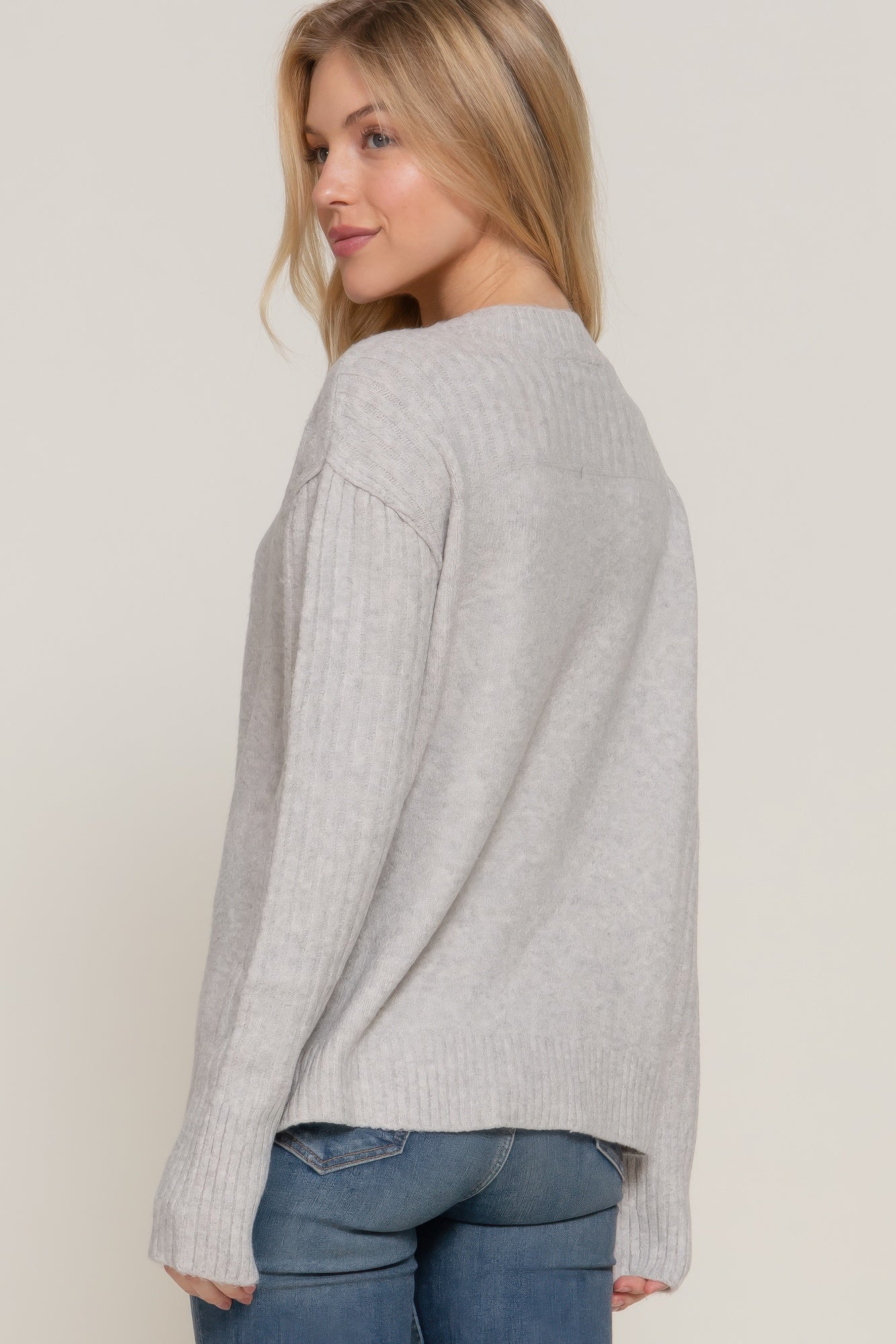 Mock Neck Seam Detail Sweater -
