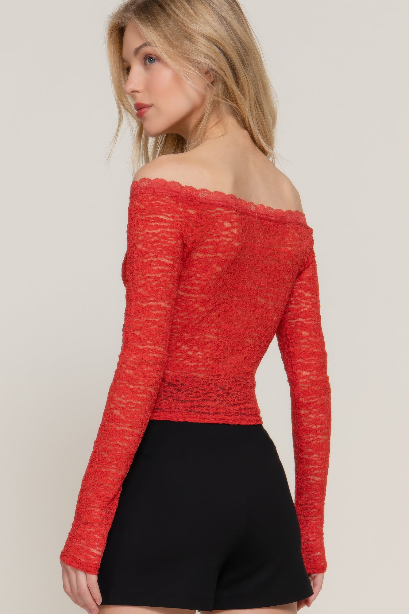 Off Shoulder Lace Stretch Top -