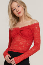 Off Shoulder Lace Stretch Top -