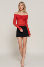 Off Shoulder Lace Stretch Top -