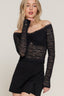 Off Shoulder Lace Stretch Top - Black