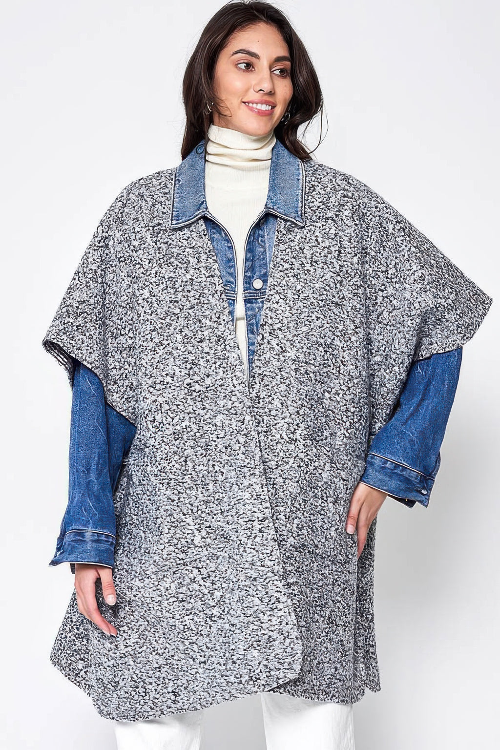 Oversized Open Front Kimono Cardigan - Gray
