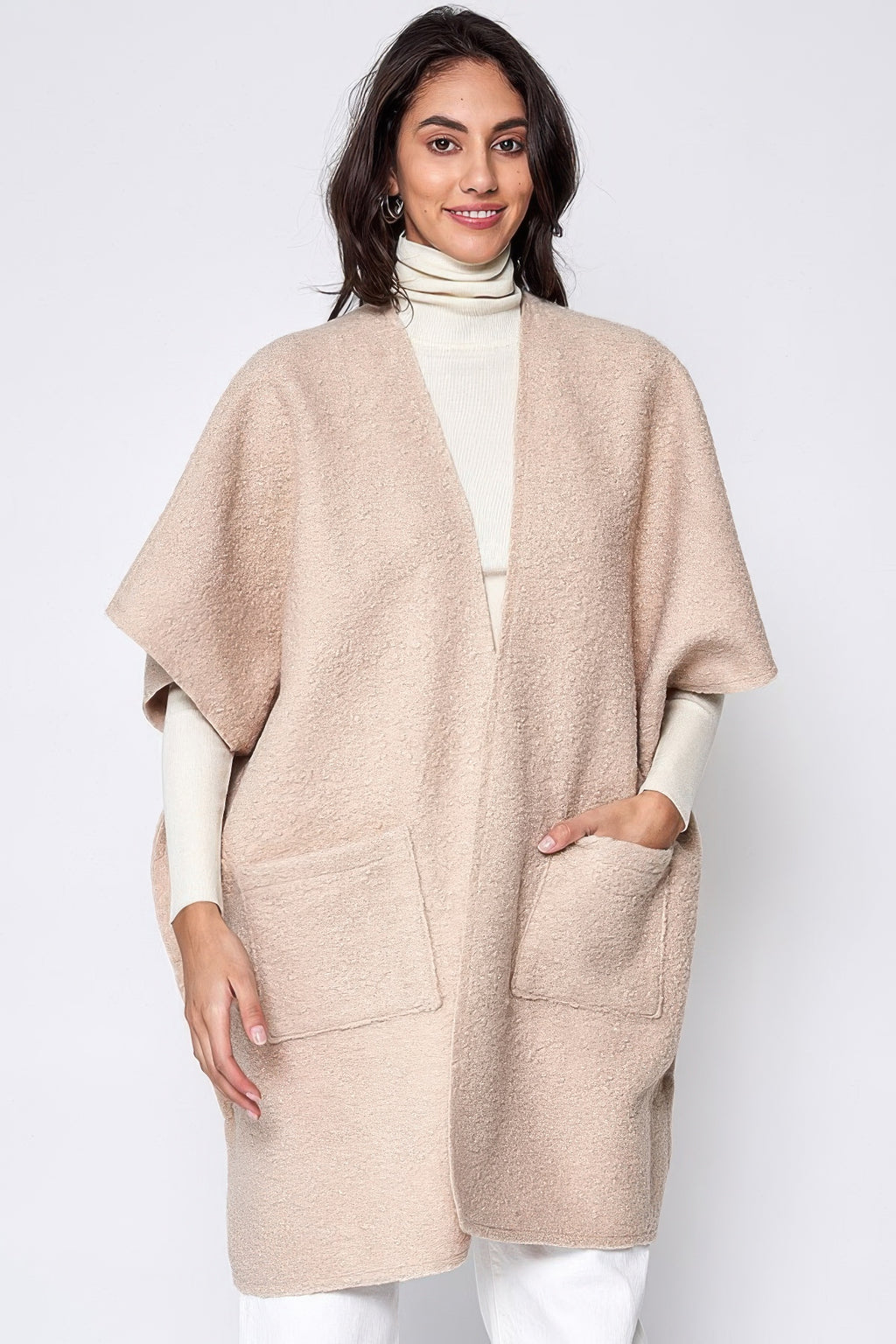 Oversized Open Front Kimono Cardigan - Ivory