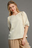 Pearl Puff Sleeve Knit Blouse - L