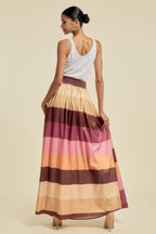 Plum Color Block Maxi Skirt -