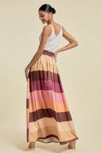 Plum Color Block Maxi Skirt -