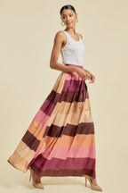 Plum Color Block Maxi Skirt -