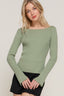 Ribbed Boat Neck Sweater - Sage