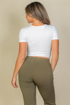 Ribbed Ruched Drawstring Top -