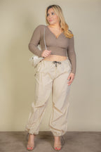 Ribbed Wrap Front Top -
