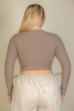 Ribbed Wrap Front Top -
