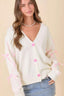 Satin Ribbon Sleeve Knit Cardigan - Ivory