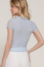 Sheer Cap Sleeve Mesh Top -