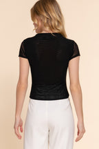 Sheer Cap Sleeve Mesh Top -