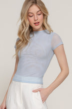 Sheer Cap Sleeve Mesh Top -