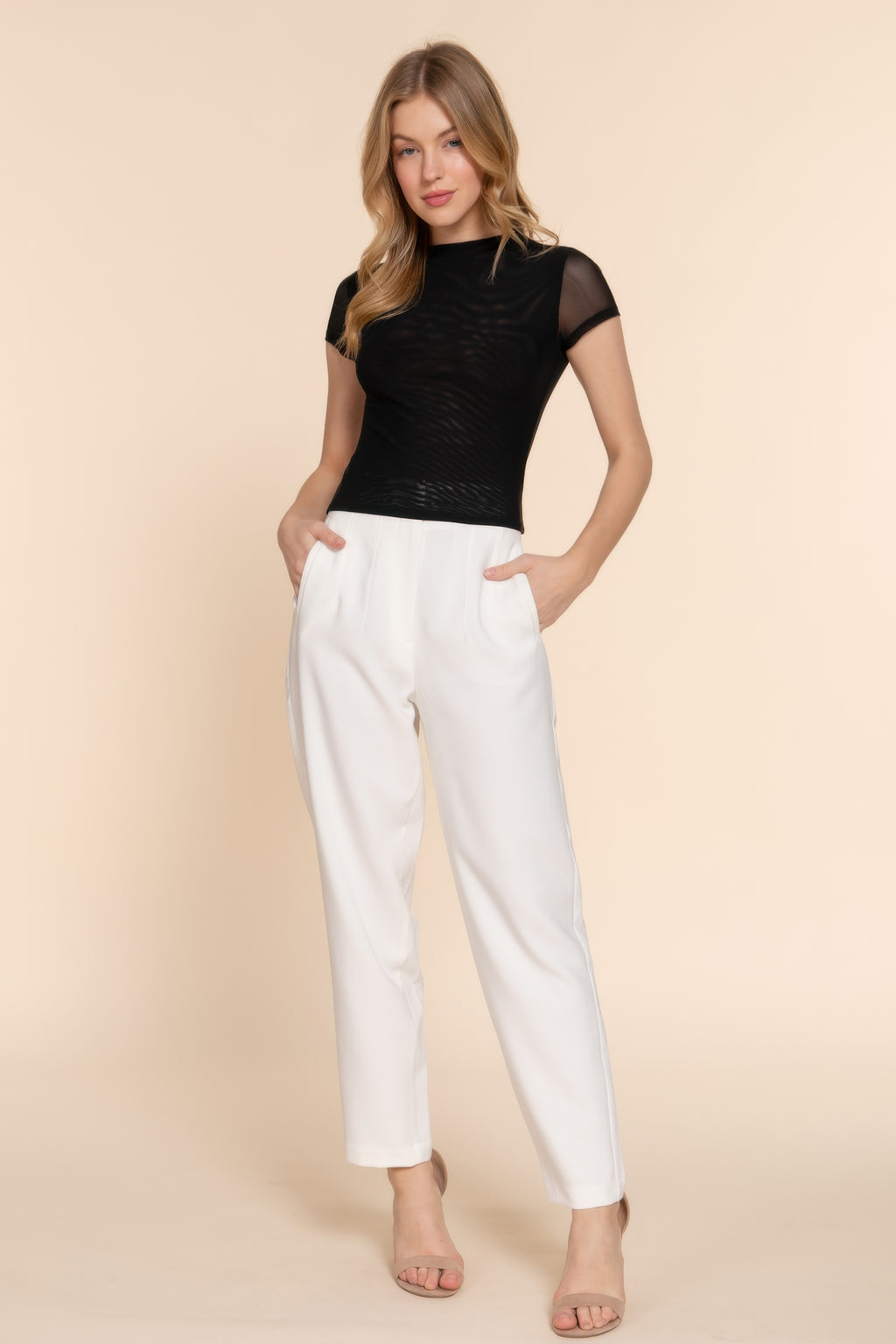 Sheer Cap Sleeve Mesh Top -