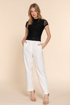 Sheer Cap Sleeve Mesh Top -