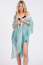 Striped Two Tone Cover Up Kimono - Mint