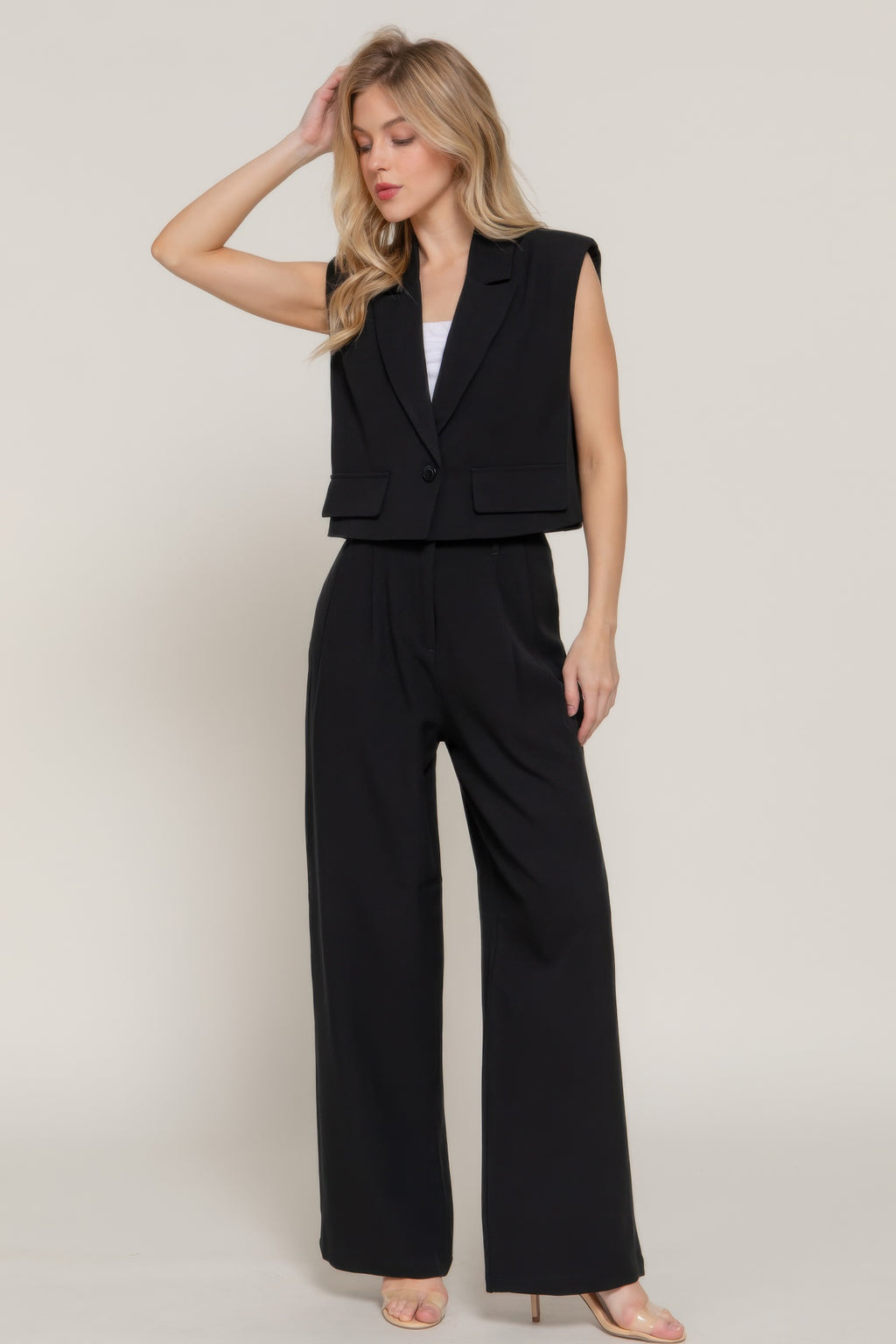 Structured Lapel Collar Vest -