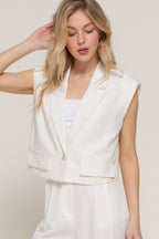 Structured Lapel Collar Vest - Ivory