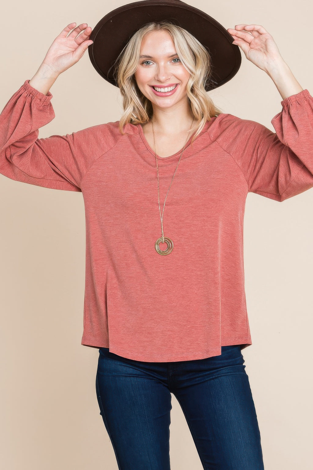 V Neck Relaxed Knit Pullover -