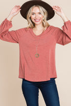 V Neck Relaxed Knit Pullover -