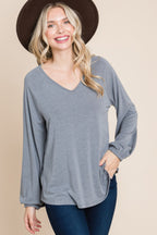 V Neck Relaxed Knit Pullover -