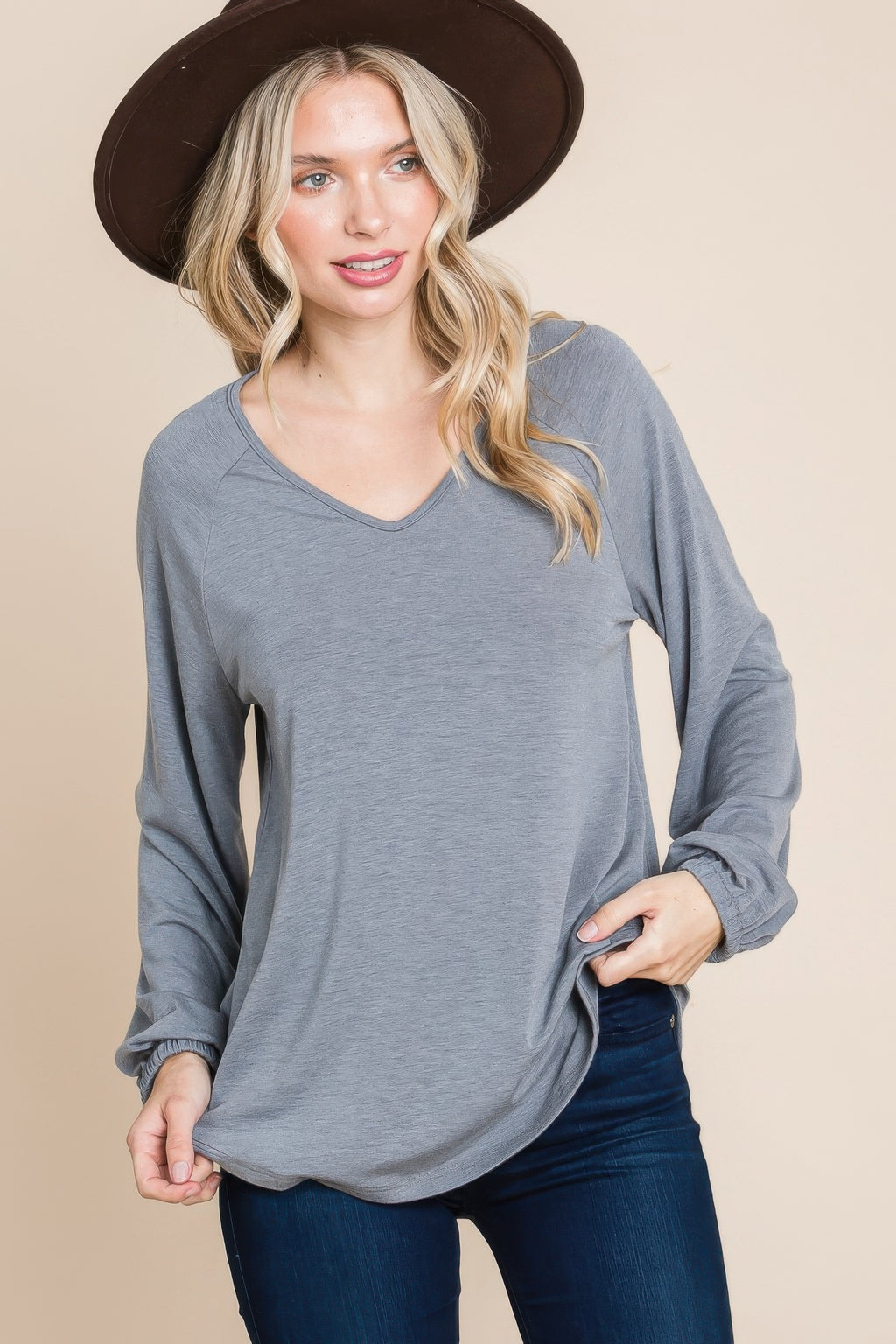 V Neck Relaxed Knit Pullover -