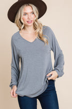 V Neck Relaxed Knit Pullover -
