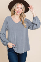 V Neck Relaxed Knit Pullover -